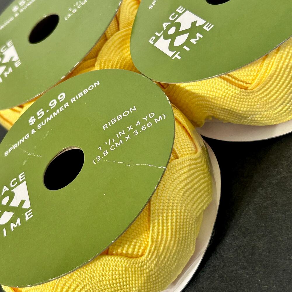 Lot of 3 NEW Place & Time Yellow Ric Rac Ribbon 1.5" Spring Summer Craft - Picture 2 of 5